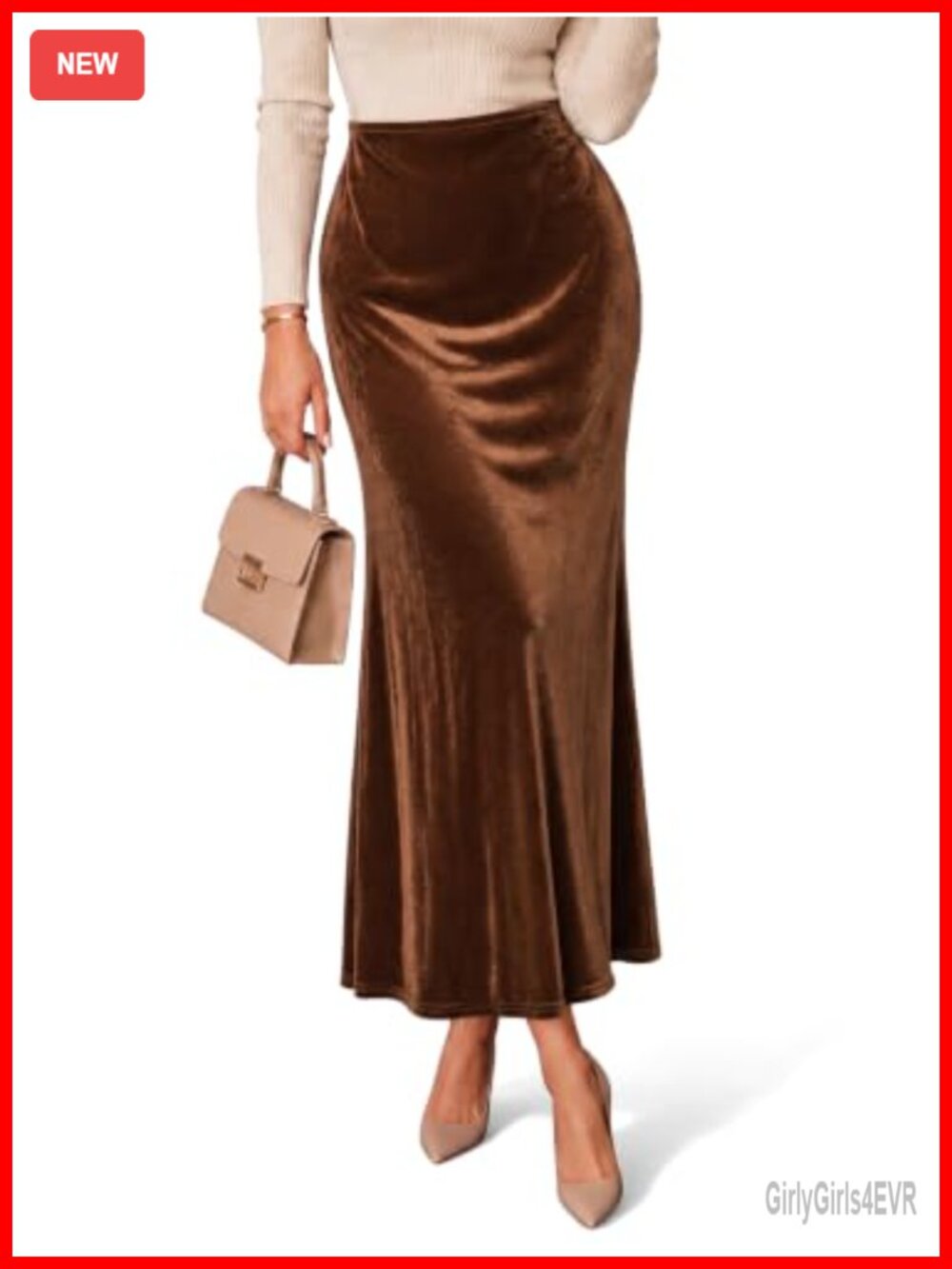Velvet Maxi Skirt High Waisted A-Line Long Fall Winter